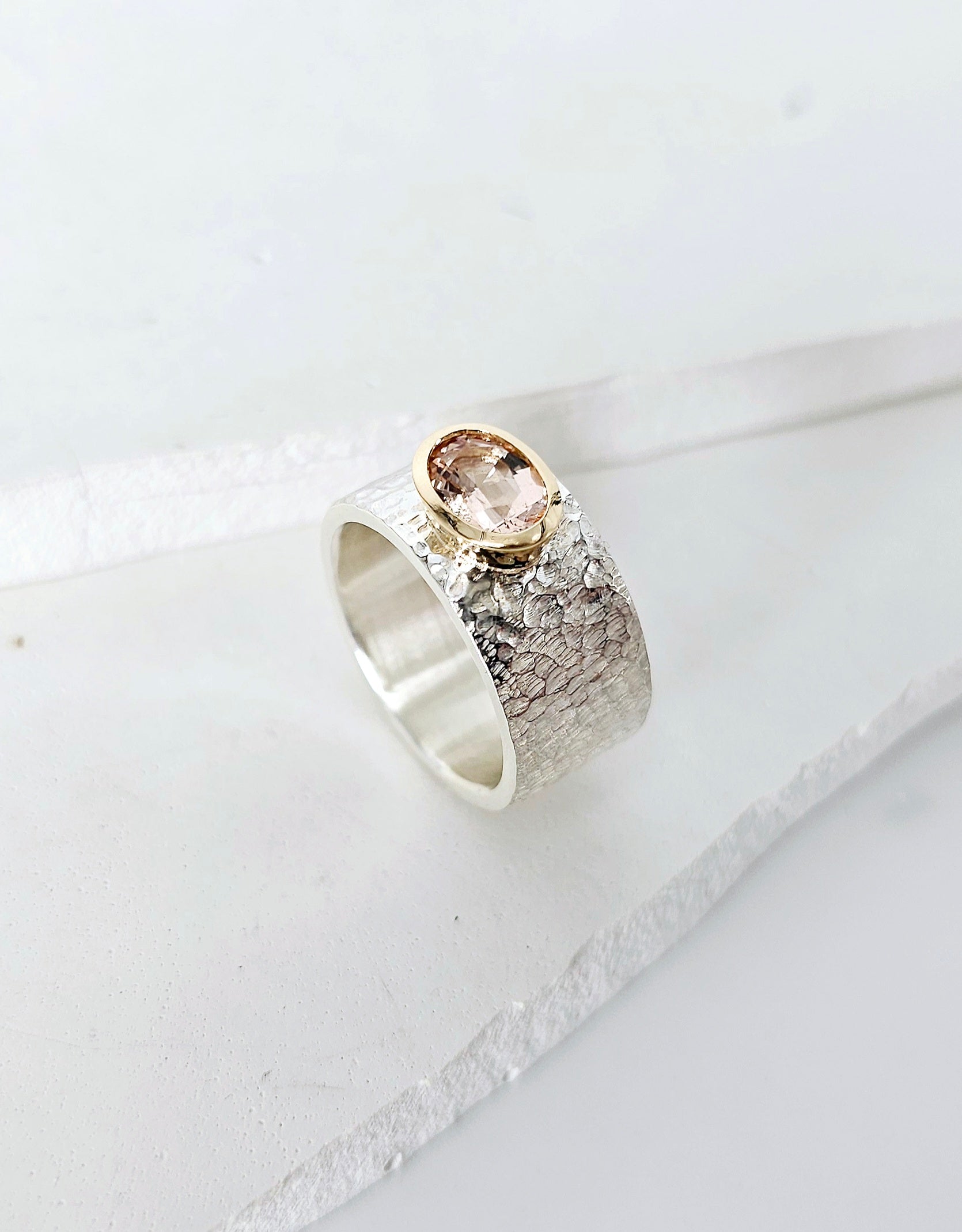 Textured sapphire ring