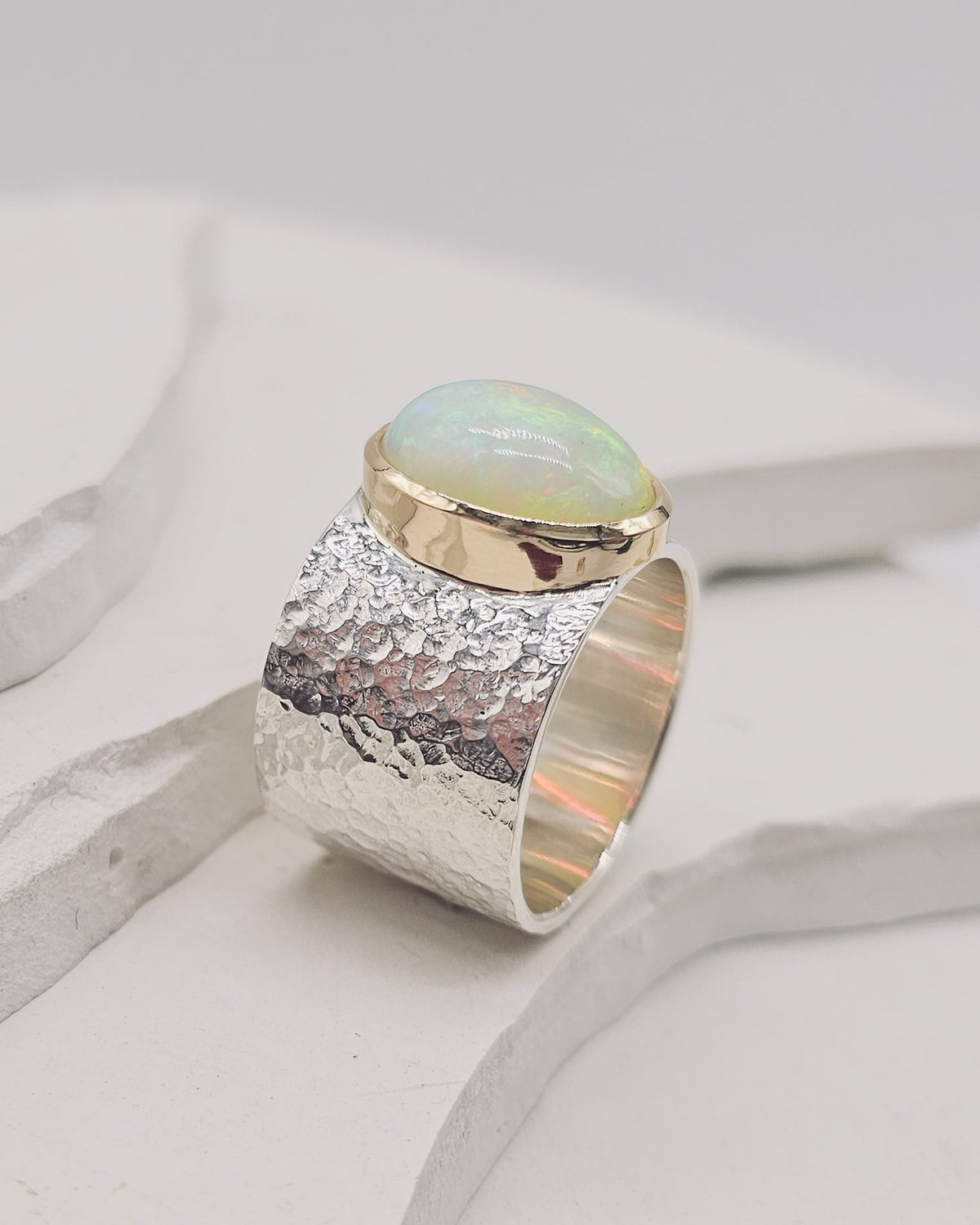 Whispering Aurora Opal Ring