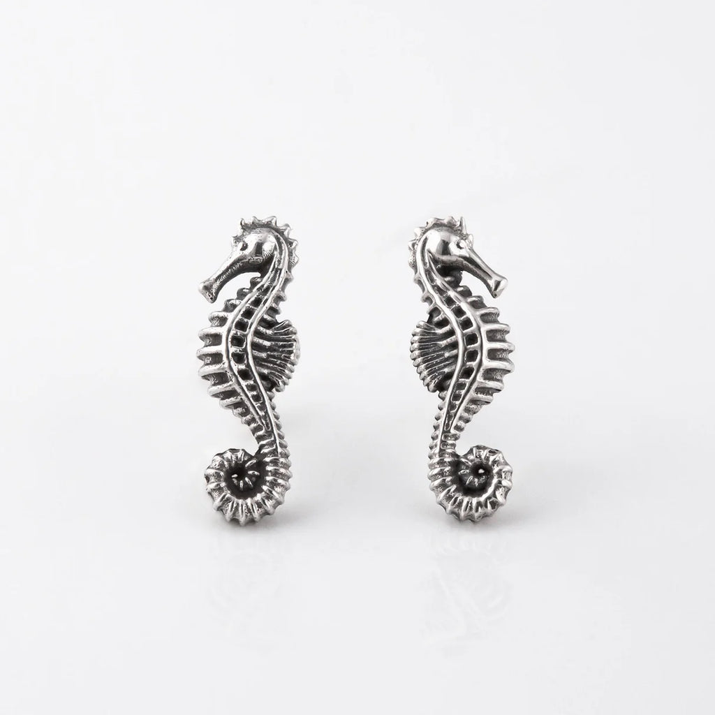 Seahorse Stud Earrings in Sterling Silver