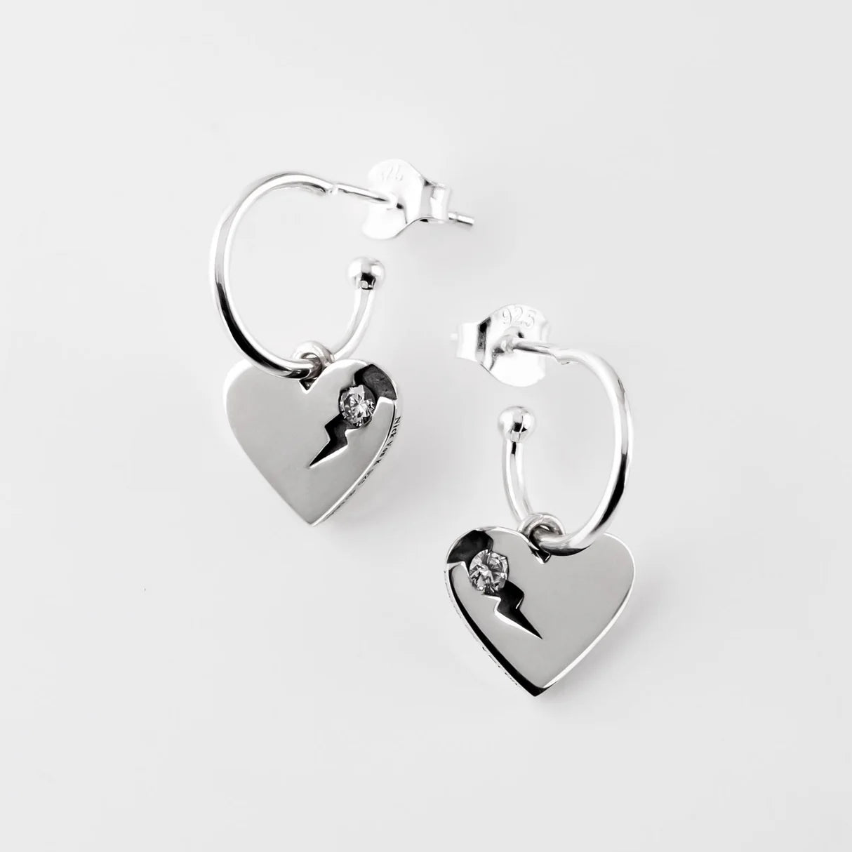 Perfectly Flawed Heart Earrings with Lab Diamonds in Sterling Silver