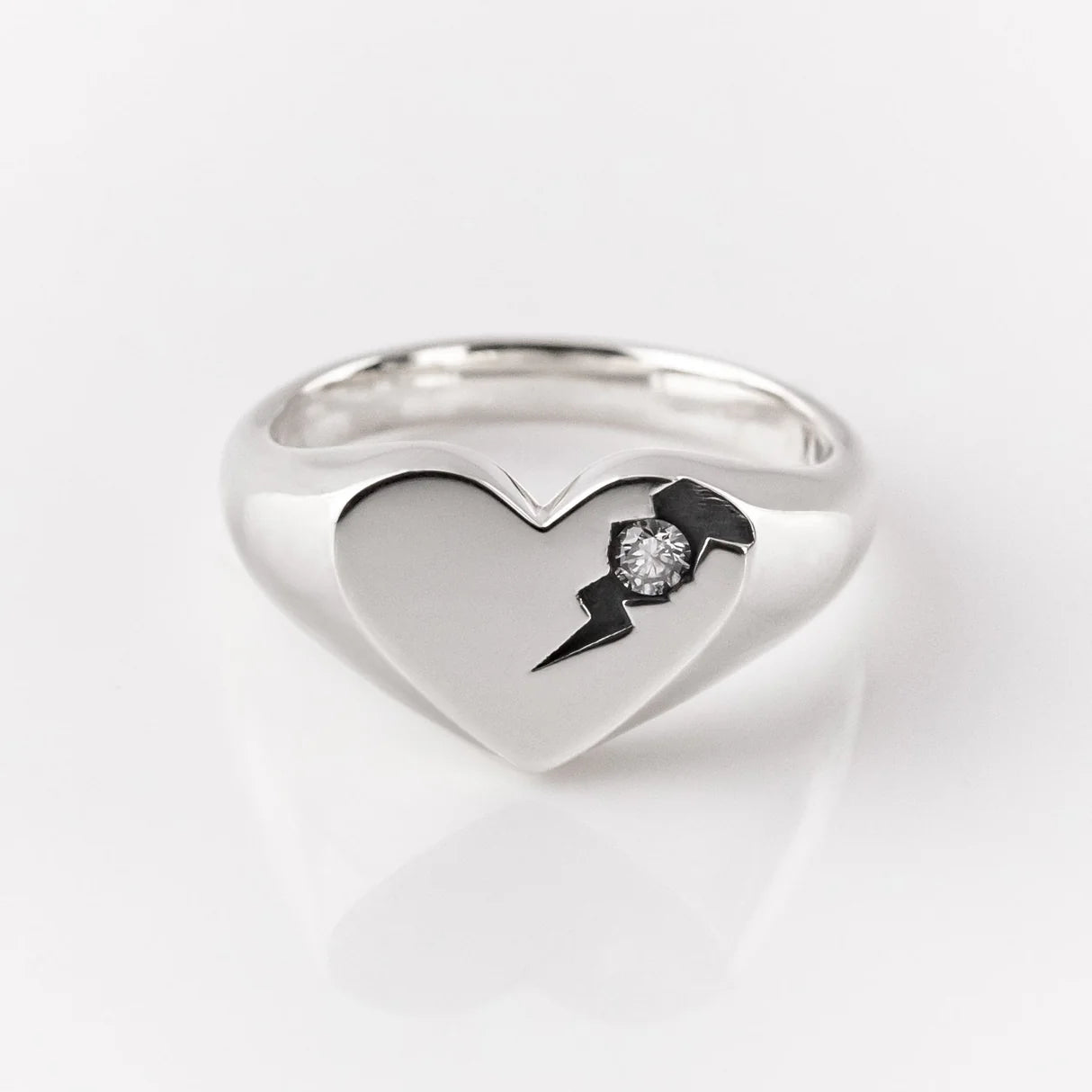 Perfectly Flawed Heart Ring with Lab Diamond in Sterling Silver