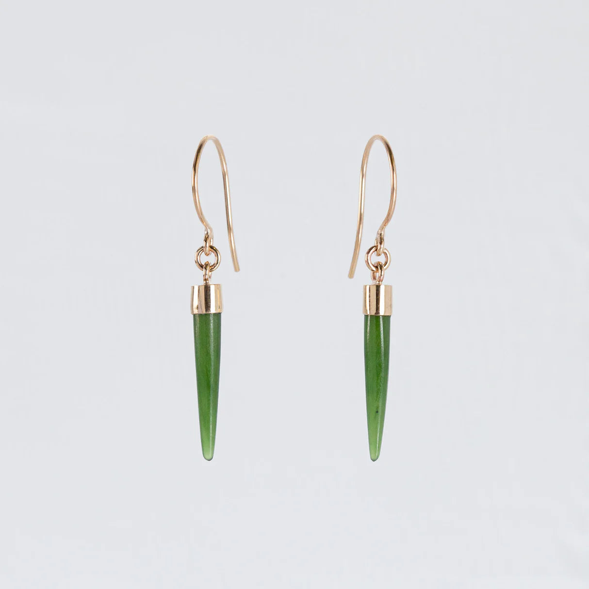 Gold Pounamu Skinny Point Earrings