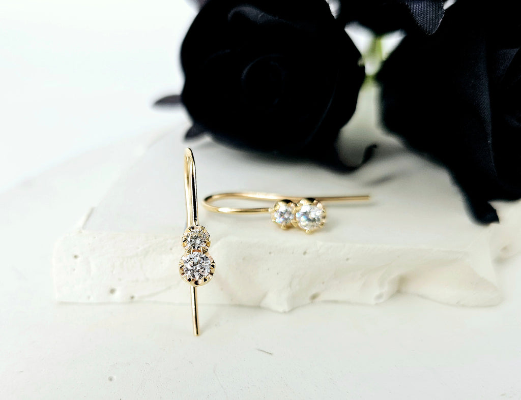 Yellow Gold Dangle Diamond Studs