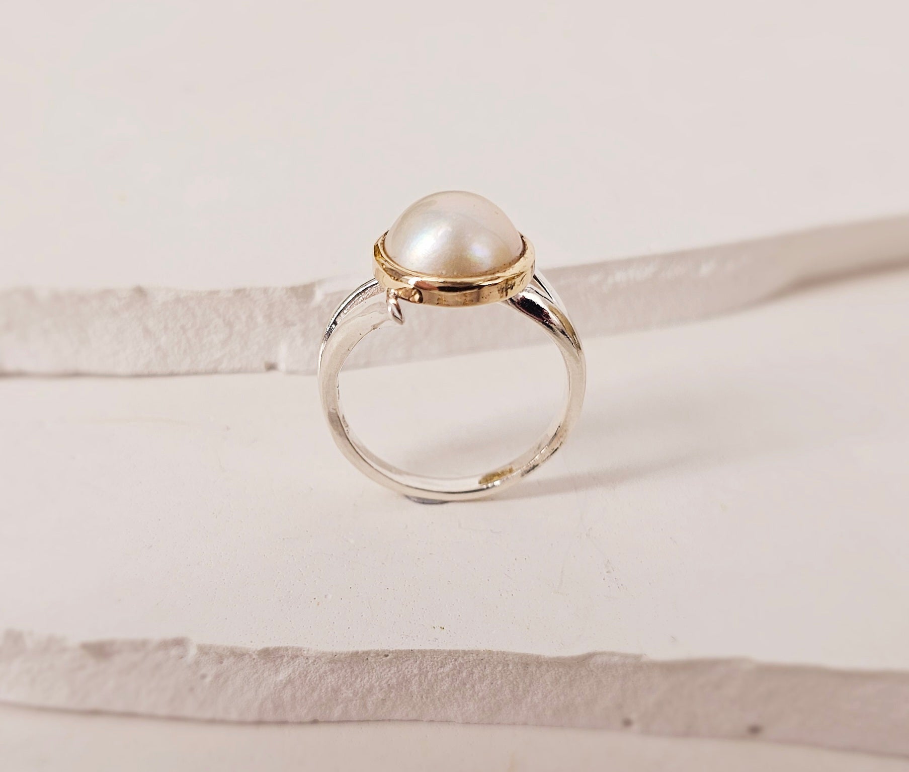 Timeless Elegance: 10mmCream Mabe Pearl Ring