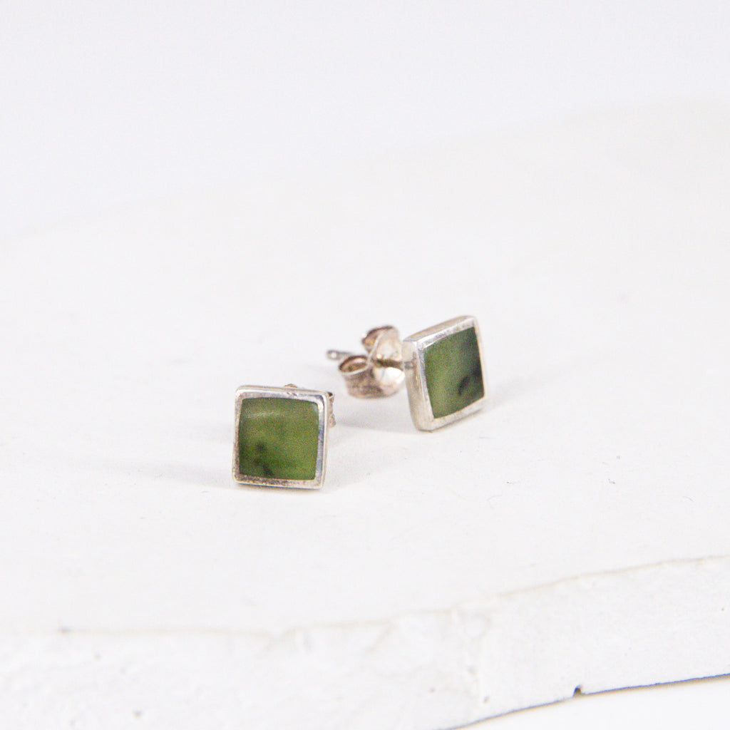 Square Pounamu Stud Earrings