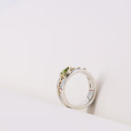 Oval Peridot 9ct Yellow Gold Mount on Silver Band Ring