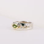 Oval Peridot 9ct Yellow Gold Mount on Silver Band Ring
