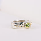 Oval Peridot 9ct Yellow Gold Mount on Silver Band Ring