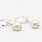 Silver Pearl Hoop Earrings