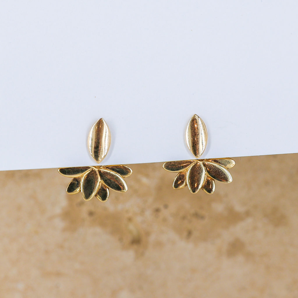 9ct Gold Layered Leaf Earrings