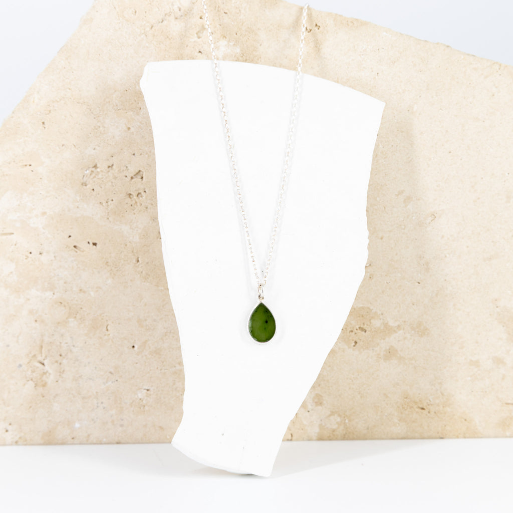 Silver Teardrop Pounamu Necklace