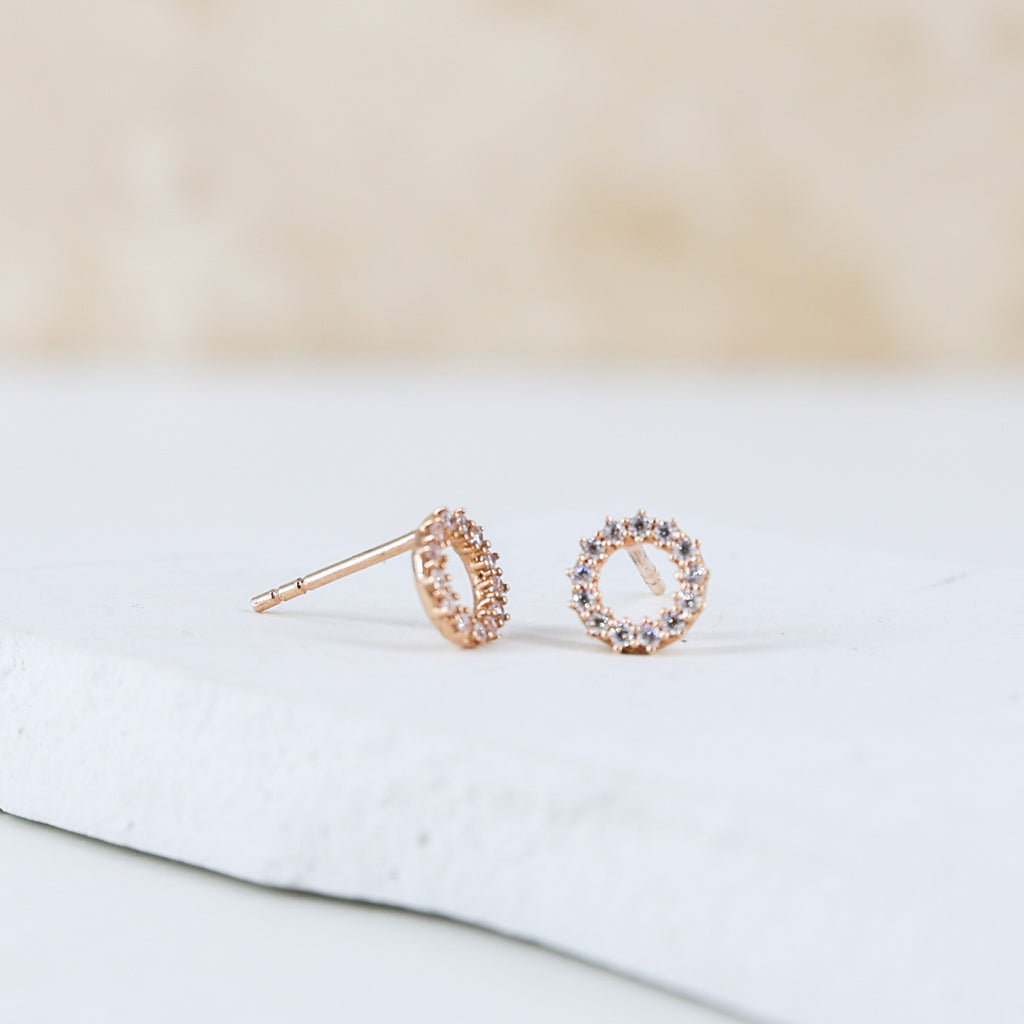 Delicate Open Circle Rose Gold Studs