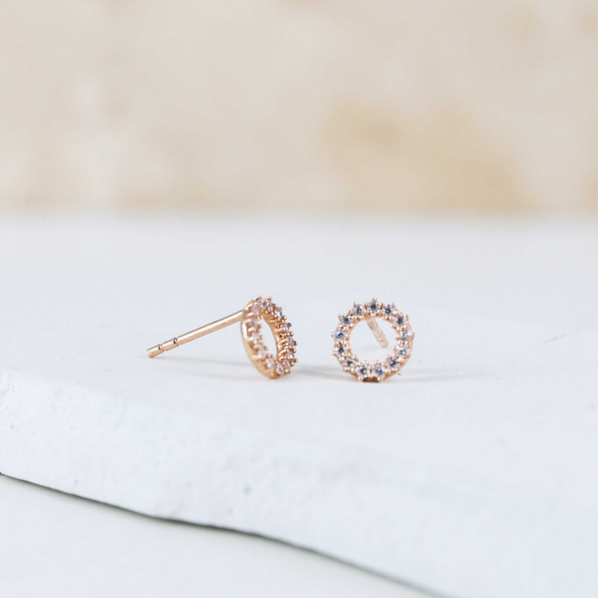 Delicate Open Circle Rose Gold Studs