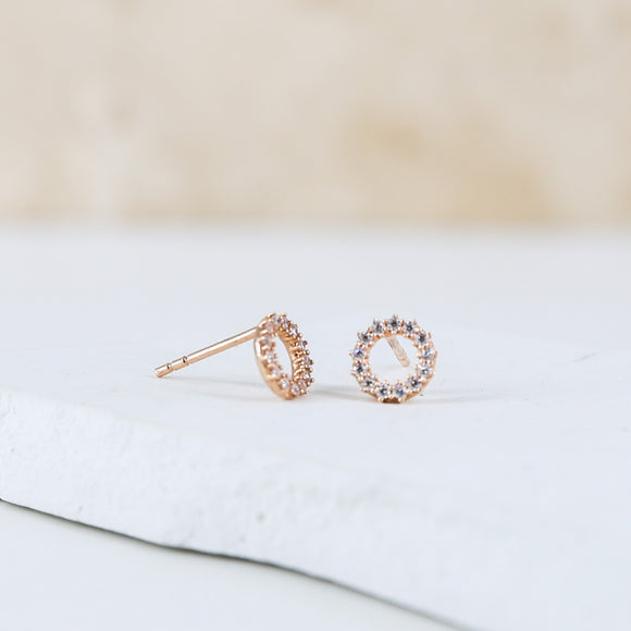 Delicate Open Circle Rose Gold Studs