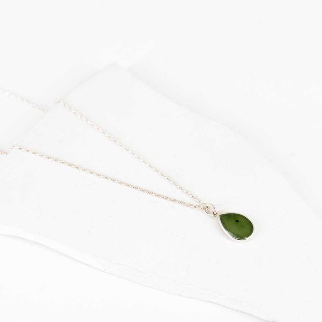Silver Teardrop Pounamu Necklace