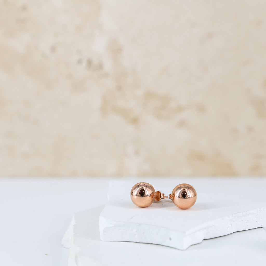 Classic Ball Rose Gold Stud Earrings