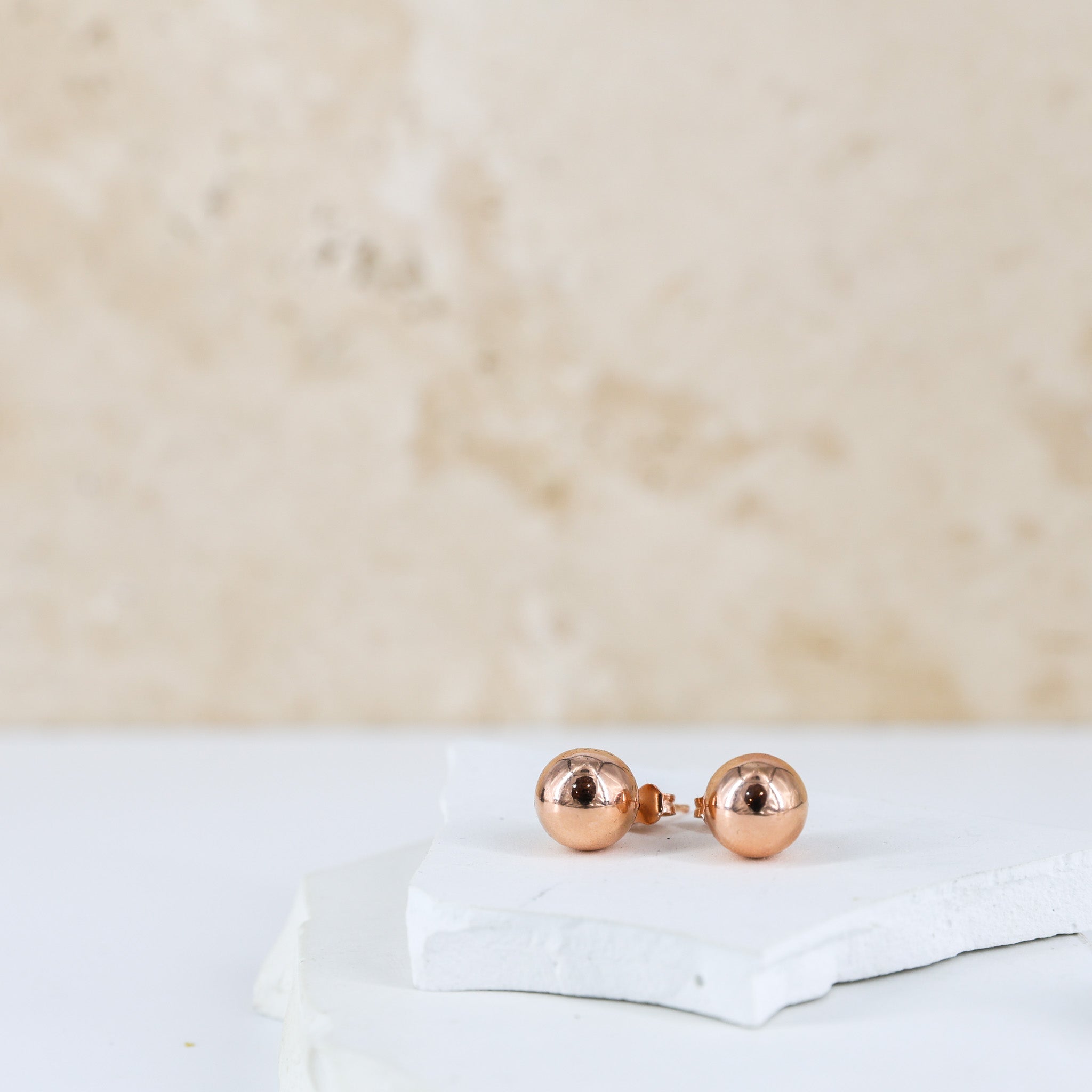 Classic Ball Rose Gold Stud Earrings