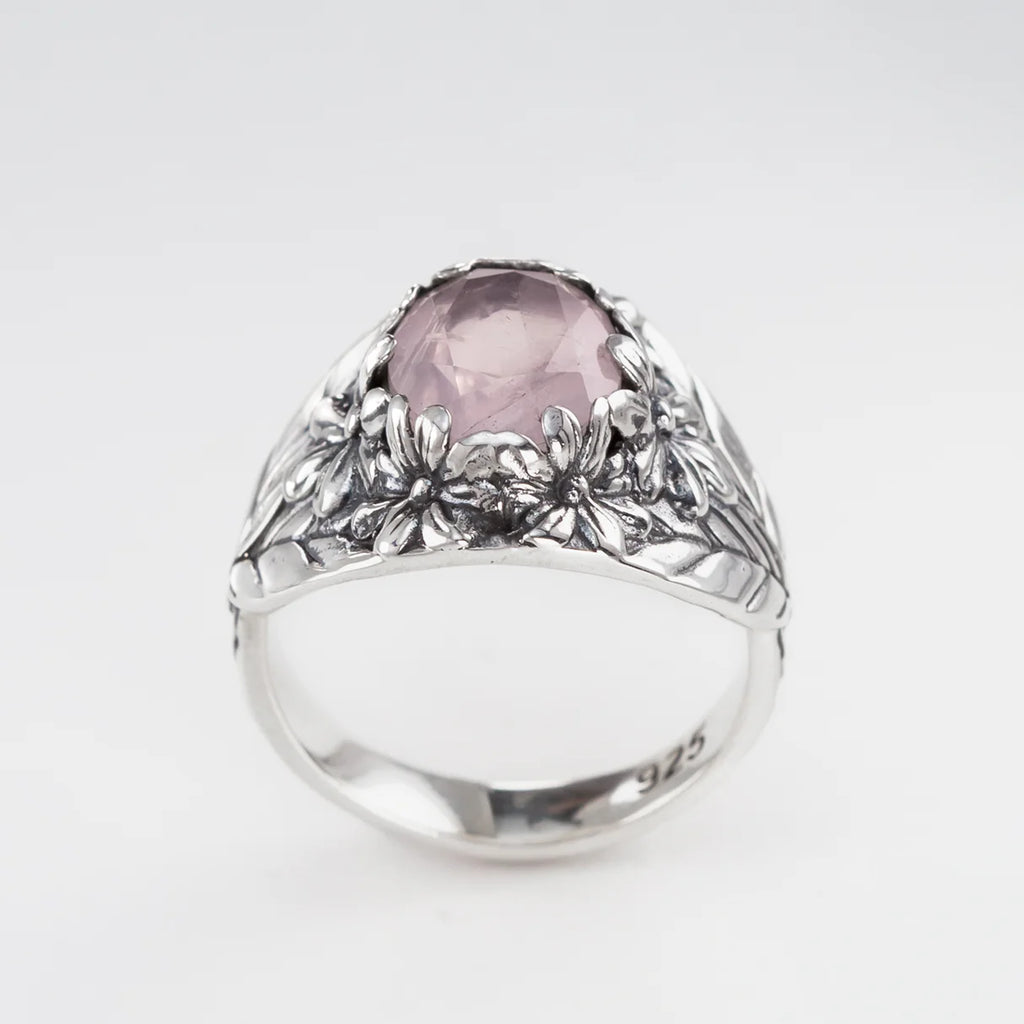 Flower Garden Ring in Rose Quartz