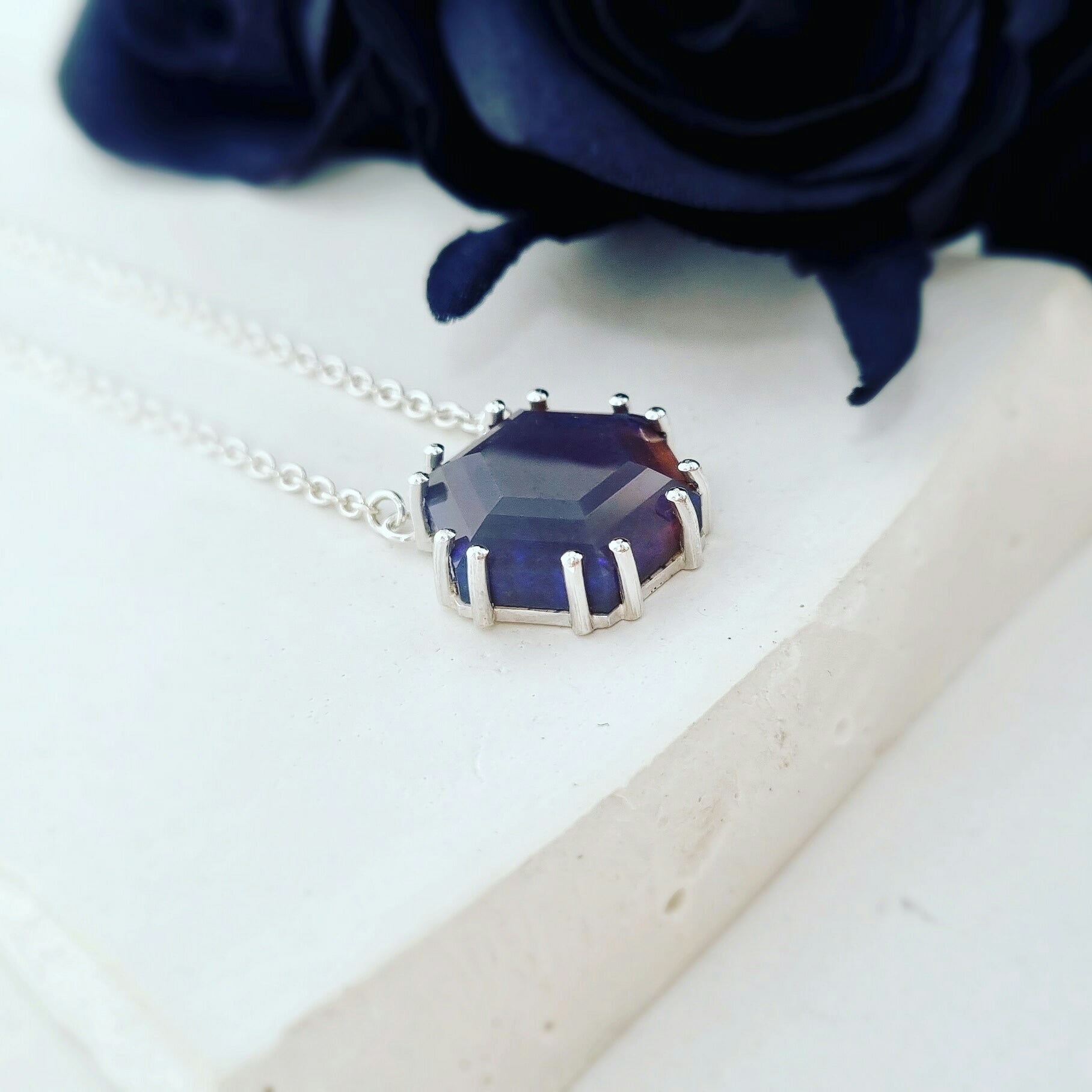 Your Unique Sparkle: The Hexagonal Opal Necklace