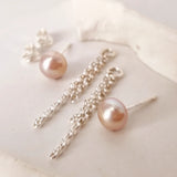 Pink Pearl Stud with Chain Detail