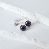 Black Pearl Stud with Chain Detail