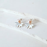 Pink Pearl Stud with Layered Leaf Piece