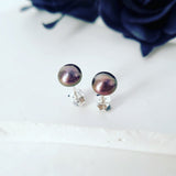 Black Pearl Stud with Chain Detail