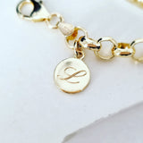 Gold Belcher Bracelet with Initialed Charm