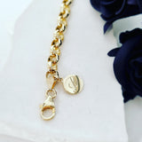 Gold Belcher Bracelet with Initialed Charm