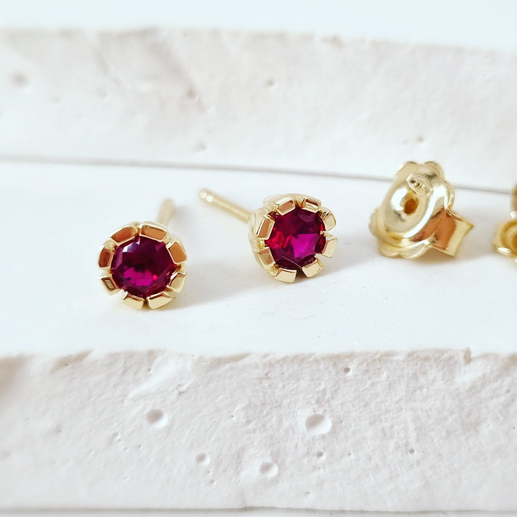 Elevate Your Everyday: Ruby Studs in 9ct Yellow Gold