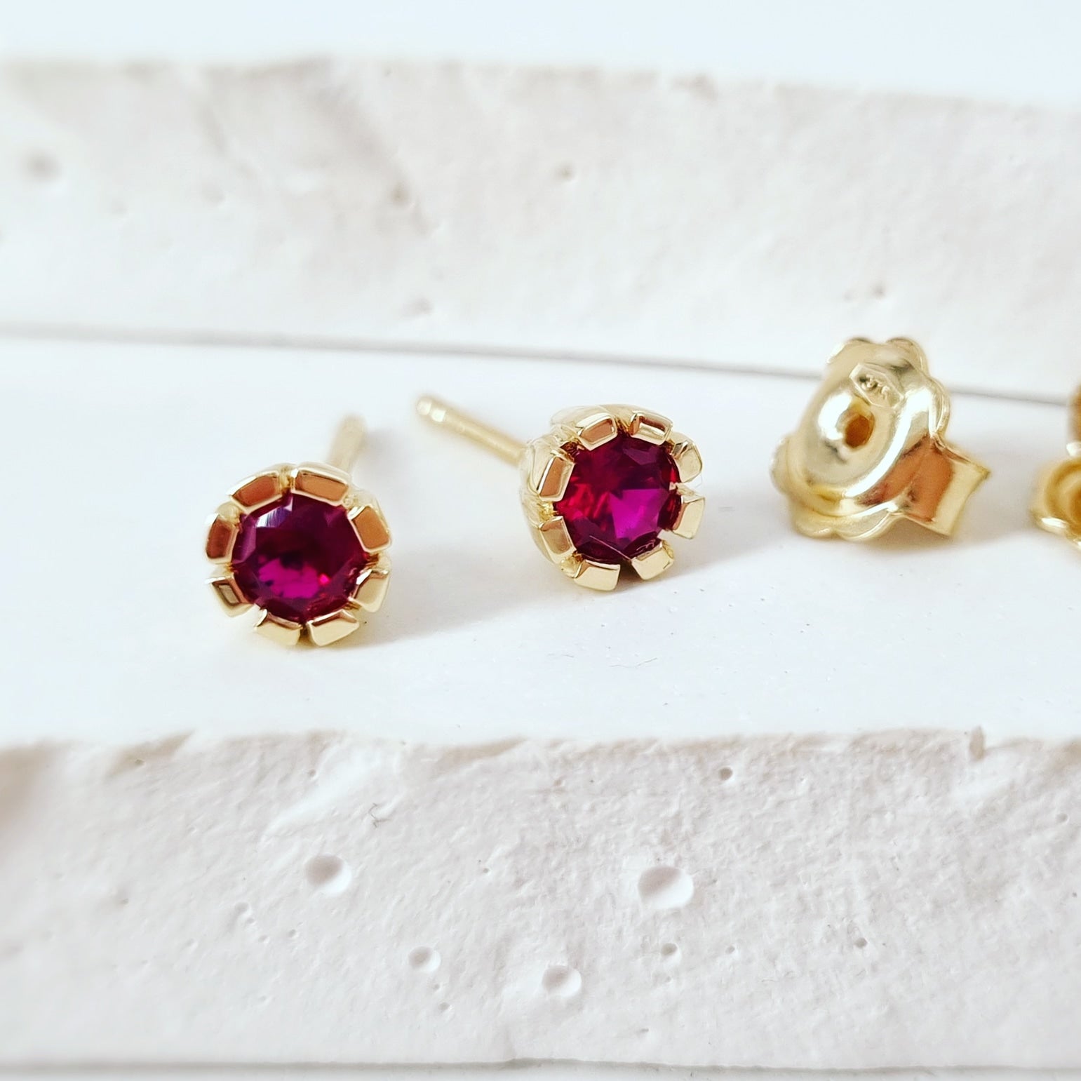 Elevate Your Everyday: Ruby Studs in 9ct Yellow Gold