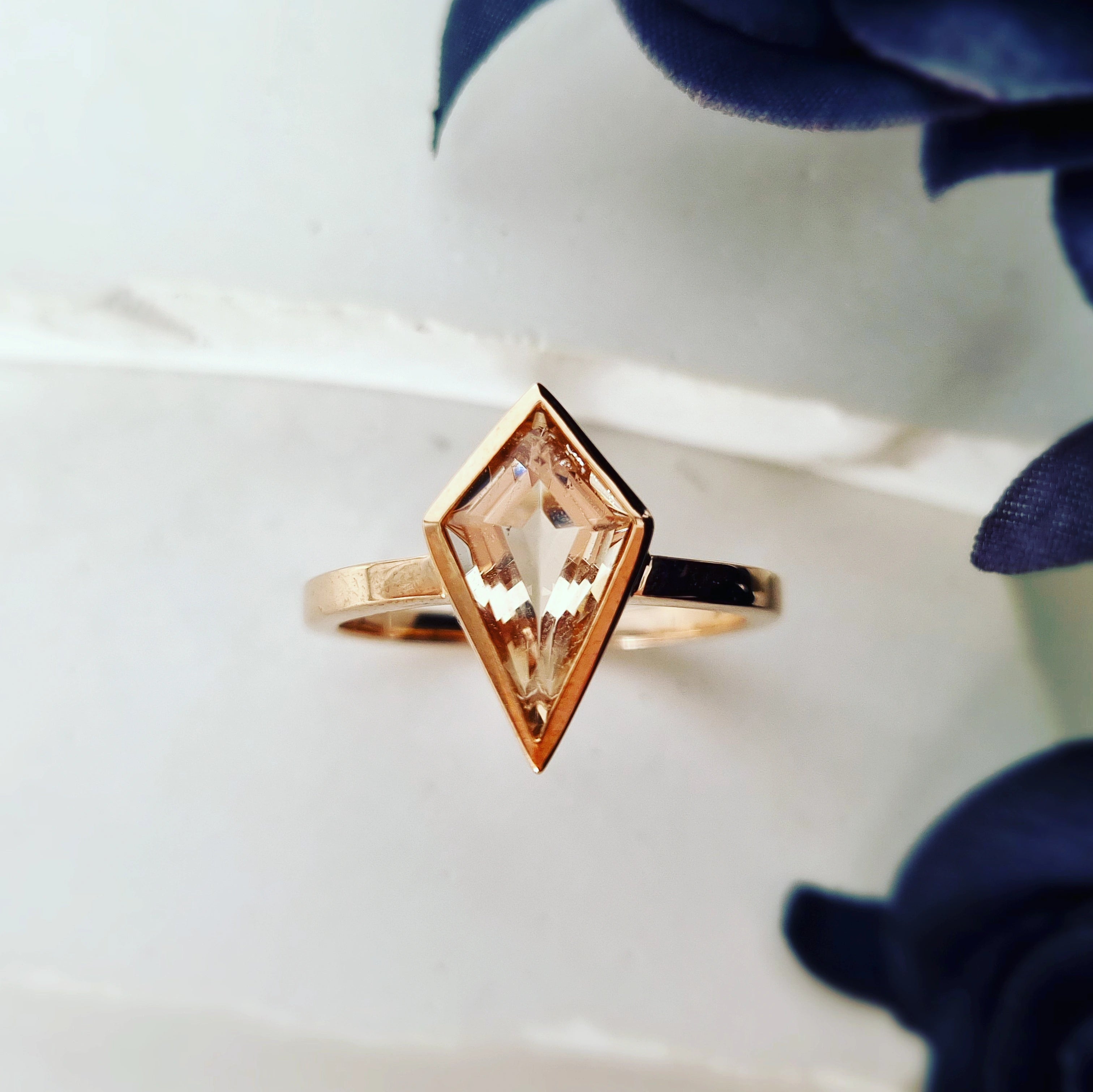Discover Modern Radiance: The Peach Morganite Kite Ring