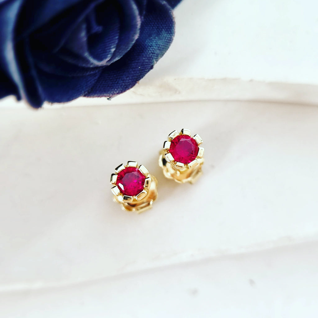 Elevate Your Everyday: Ruby Studs in 9ct Yellow Gold