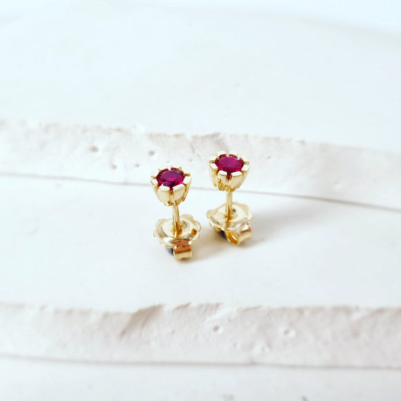 Ruby Studs in 9ct Yellow Gold