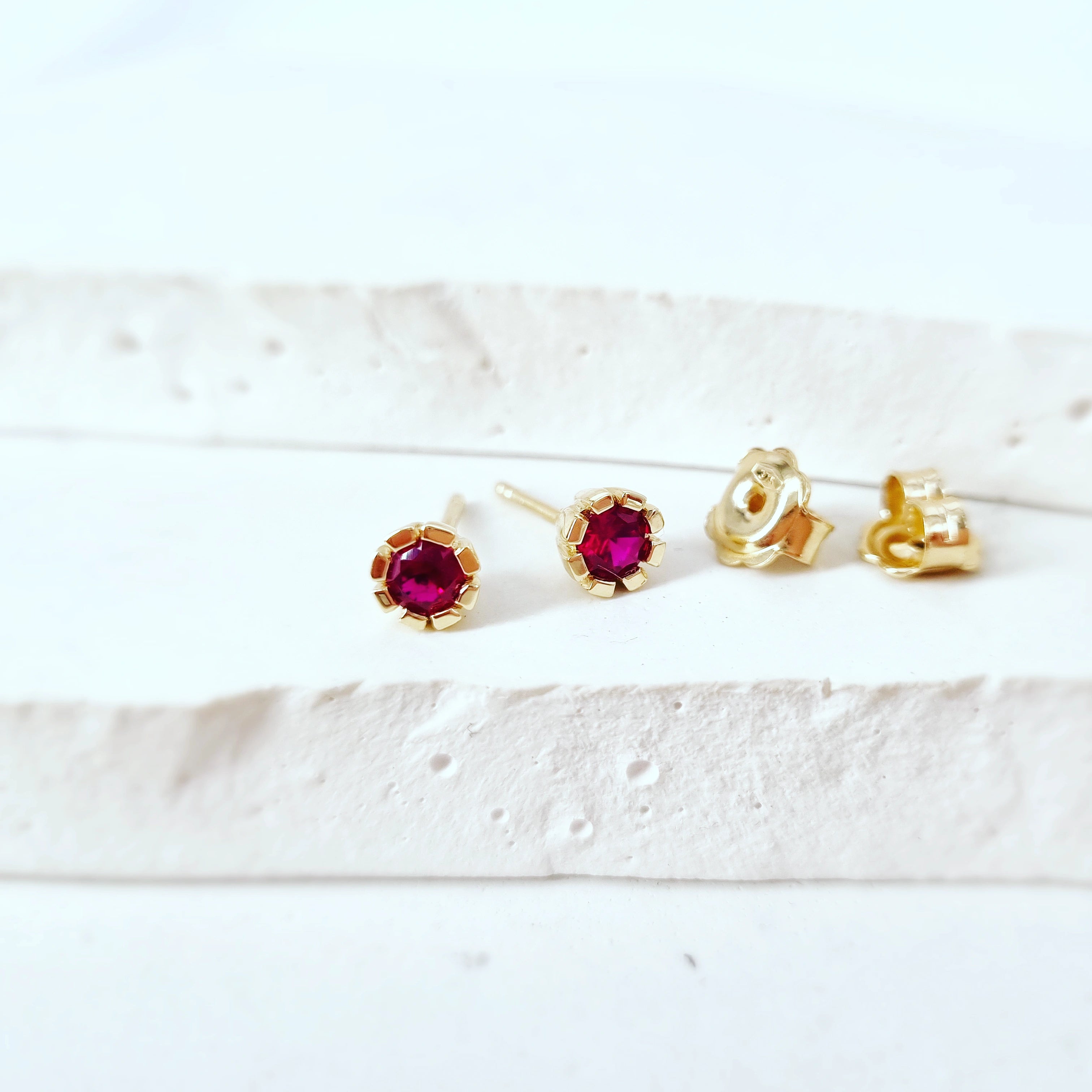 Elevate Your Everyday: Ruby Studs in 9ct Yellow Gold