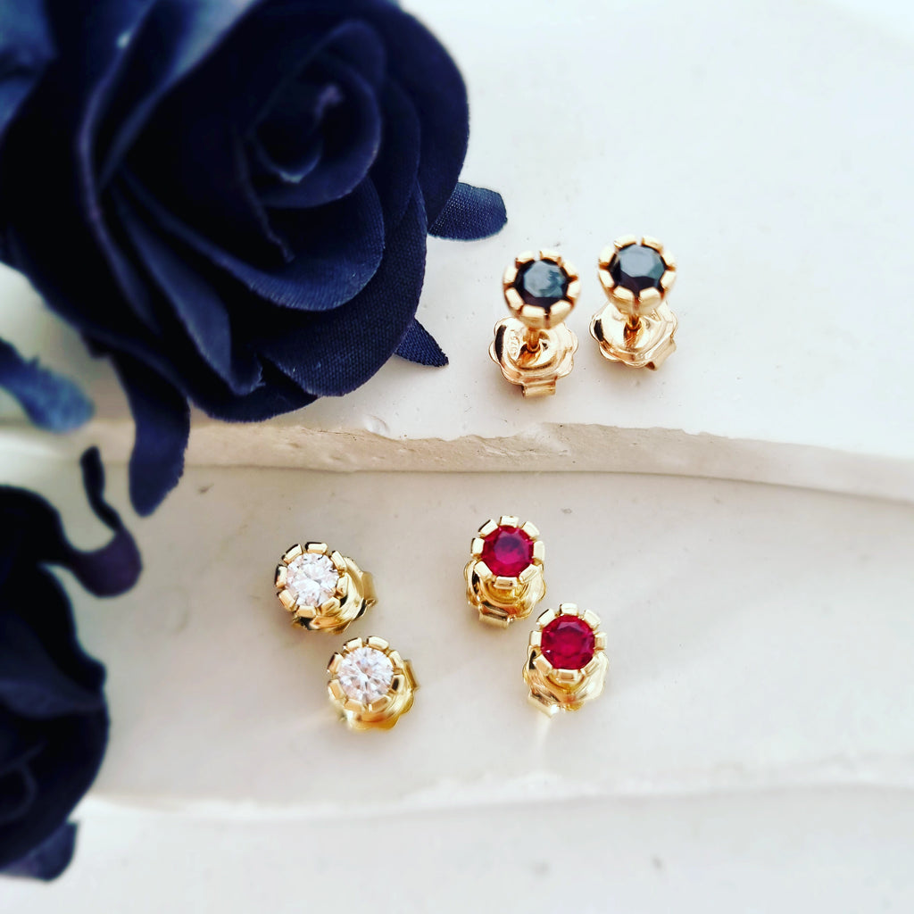 Elevate Your Everyday: Ruby Studs in 9ct Yellow Gold