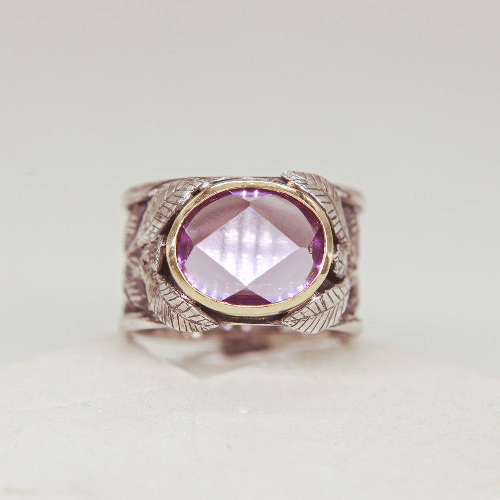 Amethyst Leaf Ring