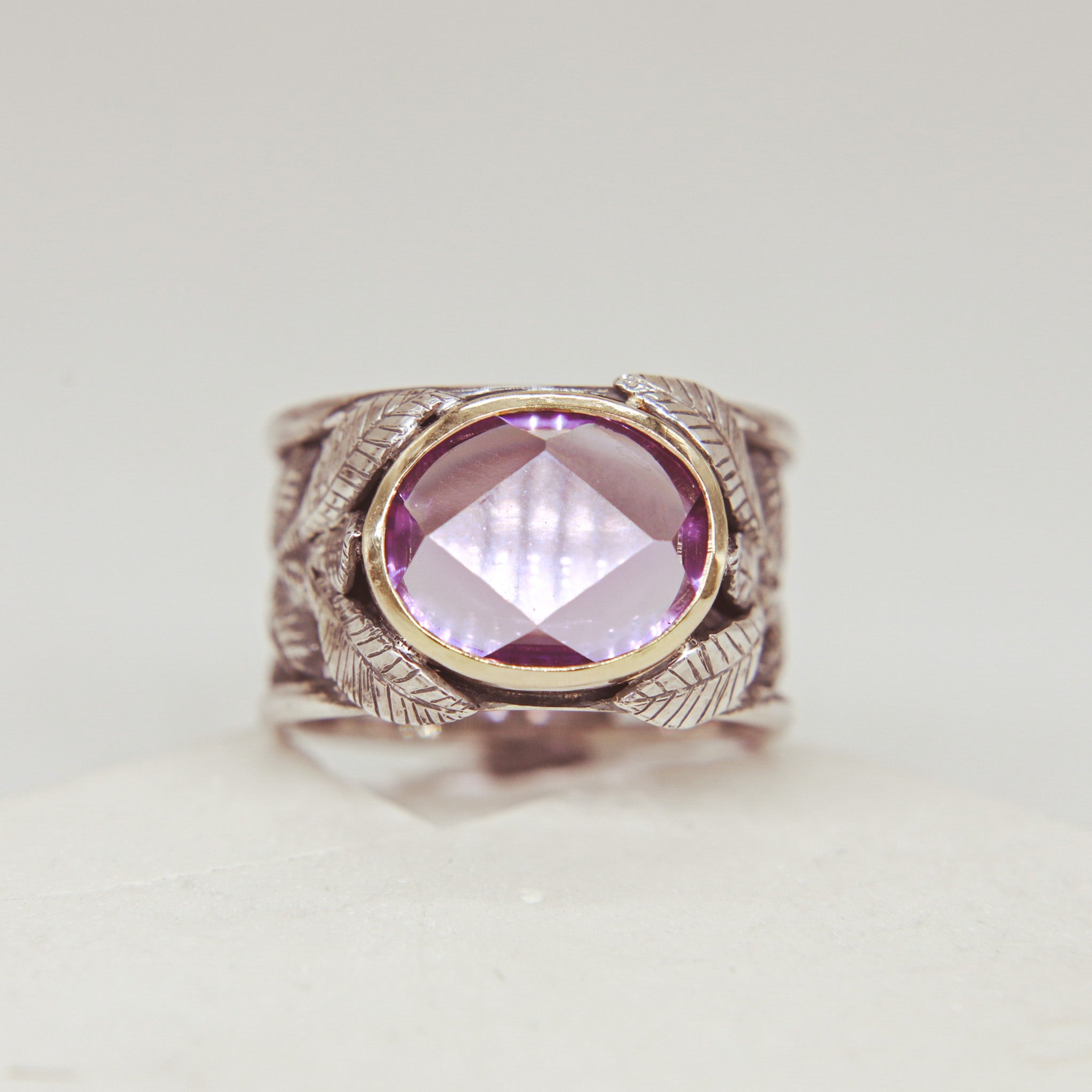 Amethyst Leaf Ring