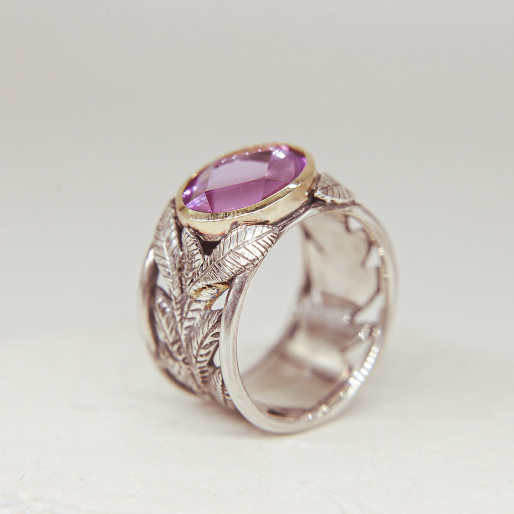 Amethyst Leaf Ring