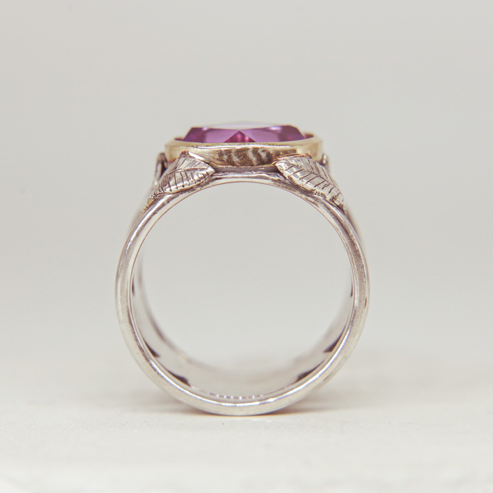Amethyst Leaf Ring