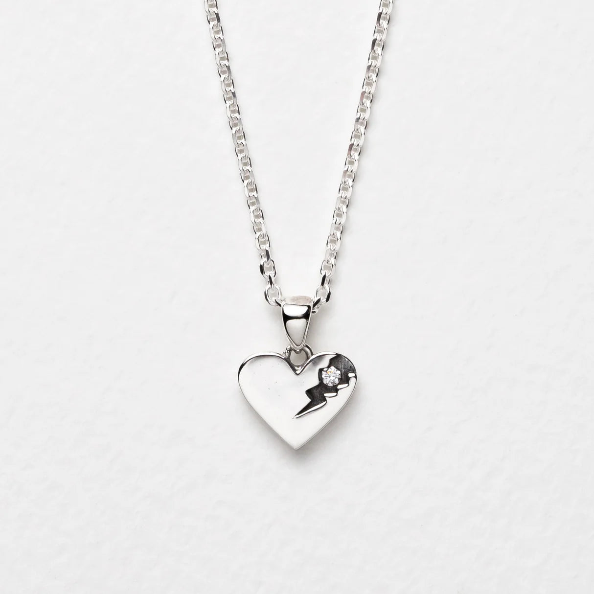 Perfectly Flawed Heart Pendant with Lab Diamond in Sterling Silver