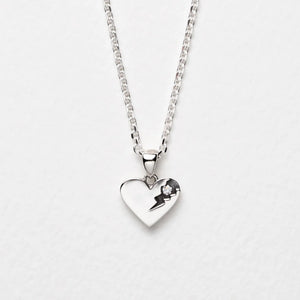 Perfectly Flawed Heart Pendant with Lab Diamond in Sterling Silver