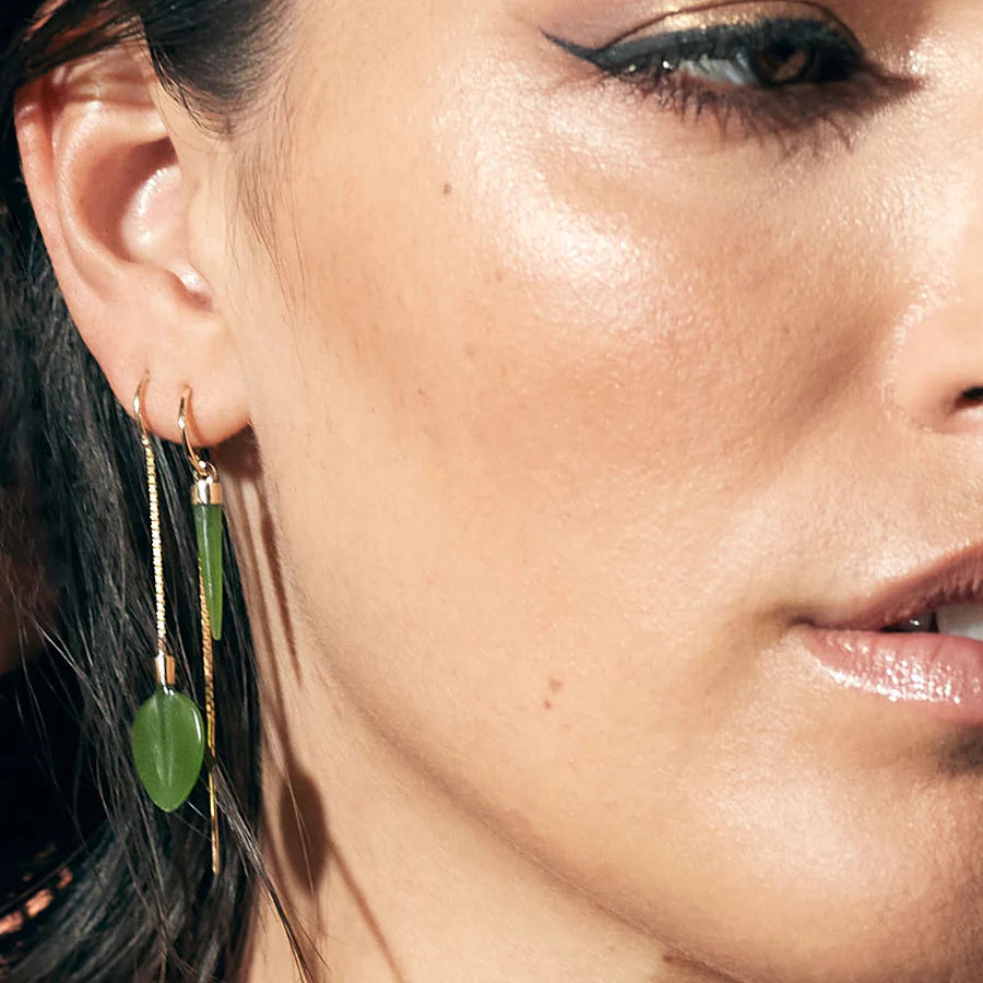 Gold Pounamu Skinny Point Earrings