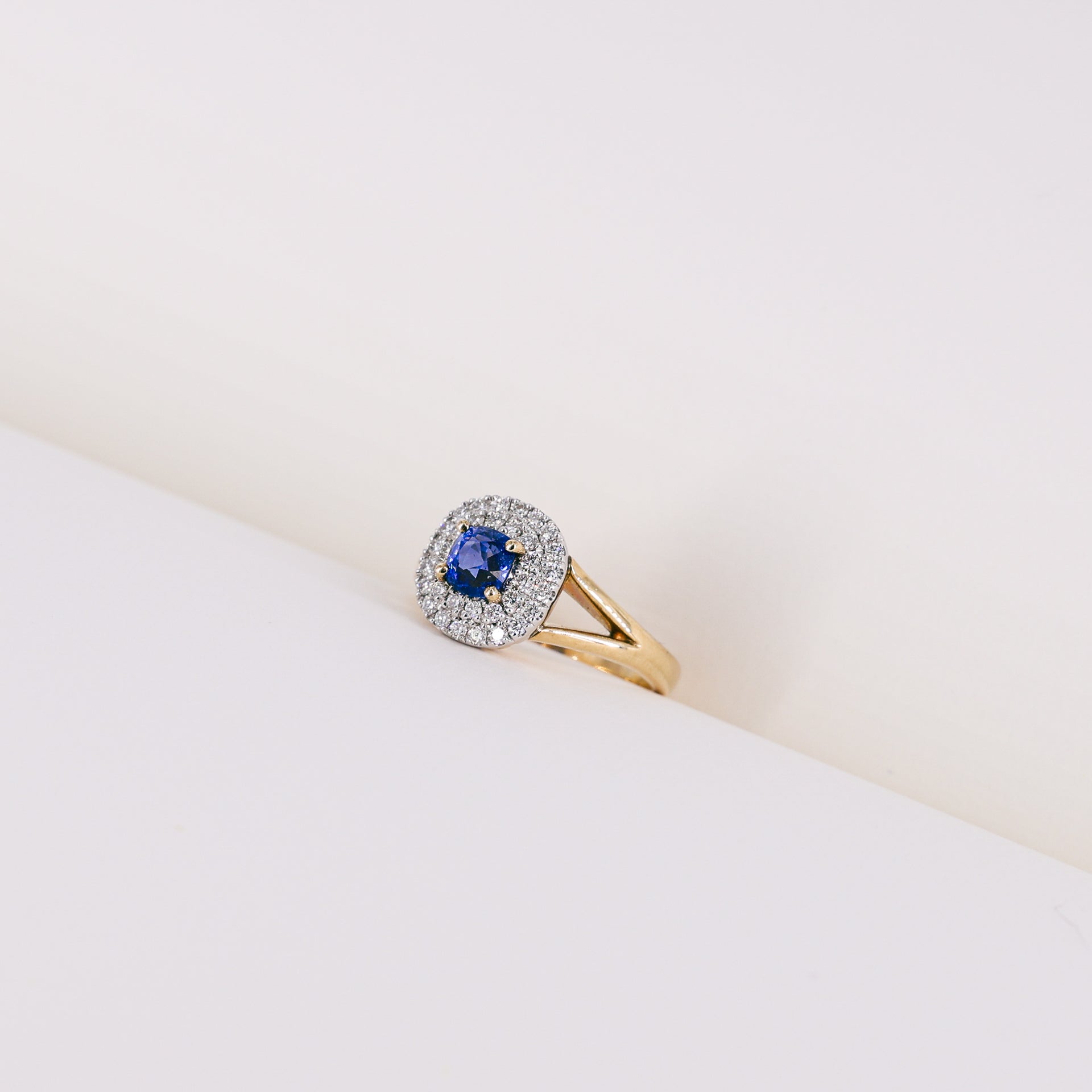 Sapphire and Diamond Cluster 9ct Yellow Gold Ring