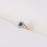 Sapphire and Diamond Cluster 9ct Yellow Gold Ring