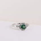 Green Sapphire and Diamond 9ct White Gold Ring