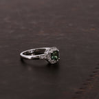 Green Sapphire and Diamond 9ct White Gold Ring