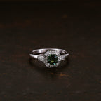 Green Sapphire and Diamond 9ct White Gold Ring