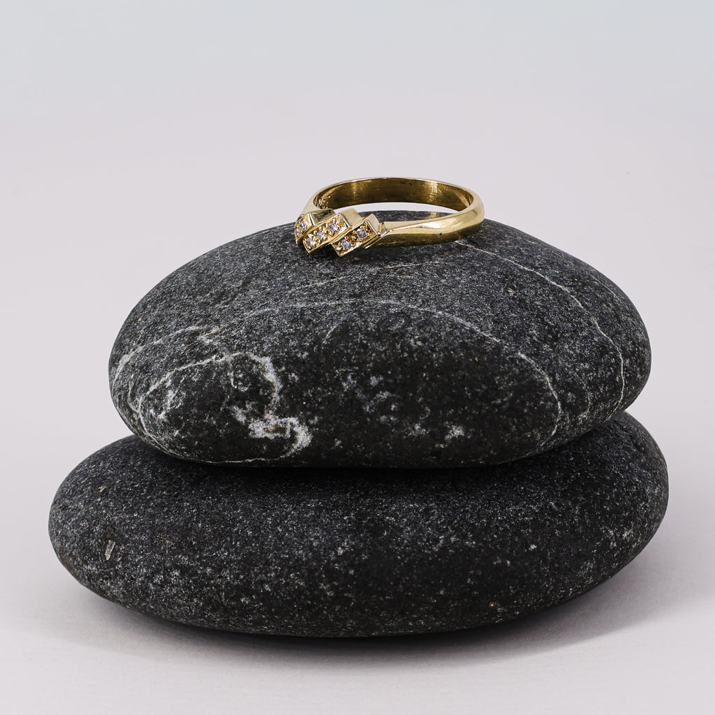 18ct Yellow Gold Diamond Triple Twist Ring