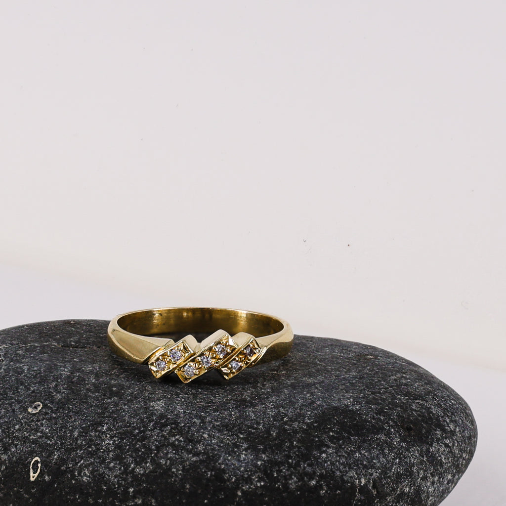 18ct Yellow Gold Diamond Triple Twist Ring